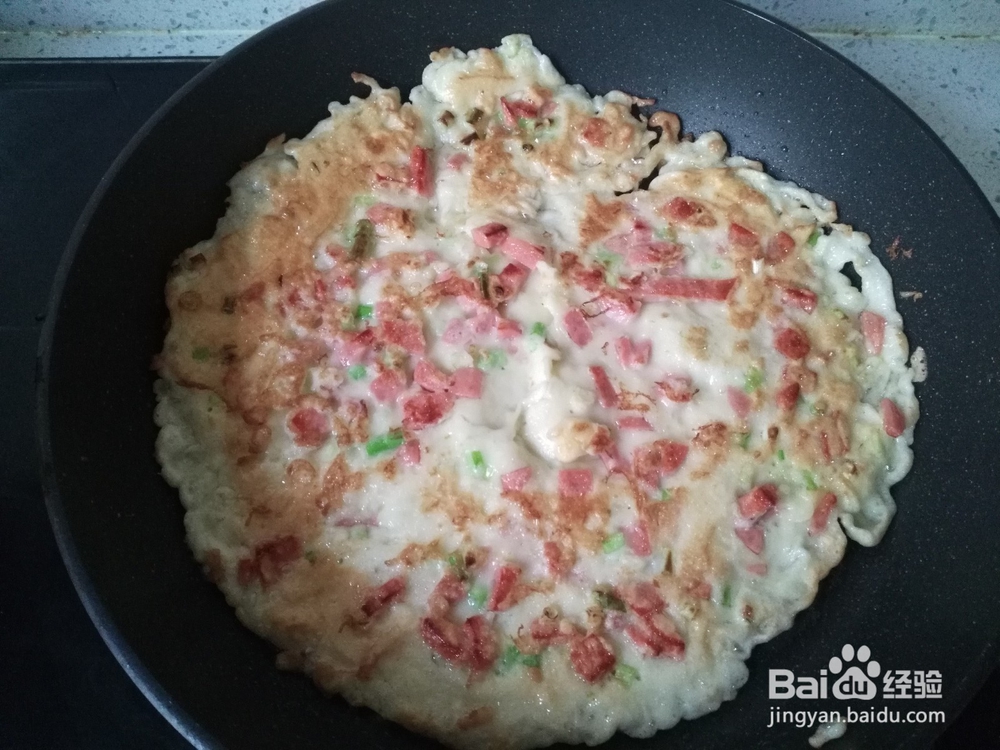 早餐小葱，火腿，鸡蛋煎饼的做法