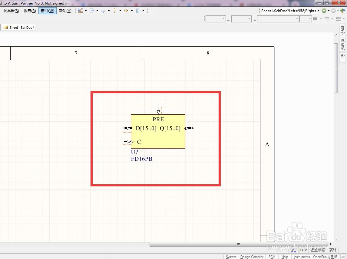 如何在AD中放置置位总线16位D型触发器？