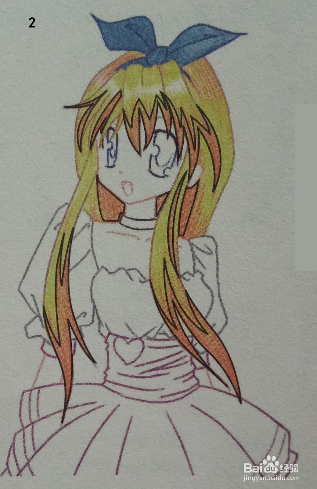 色铅笔：绘制站立的啦啦队员的头发