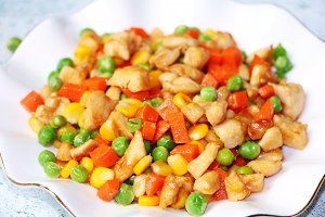 鸡胸肉炒三丁