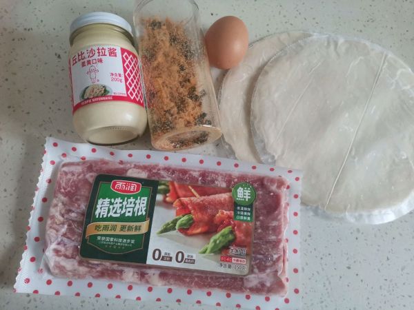 手抓饼培根肉松卷