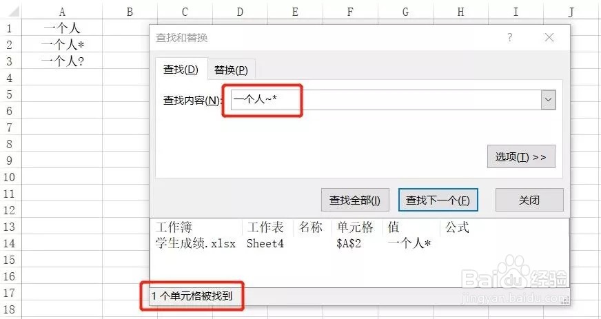 Excel里面如何使用通配符查找目标