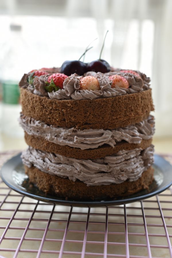 可可水果裸蛋糕