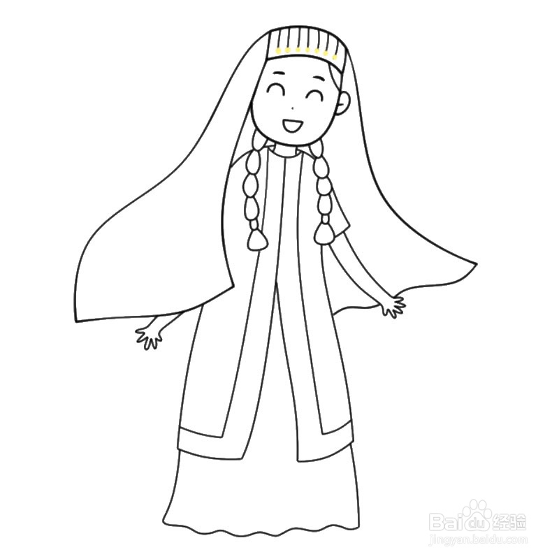 简笔画-如何画Q版塔吉克族女人的简笔画