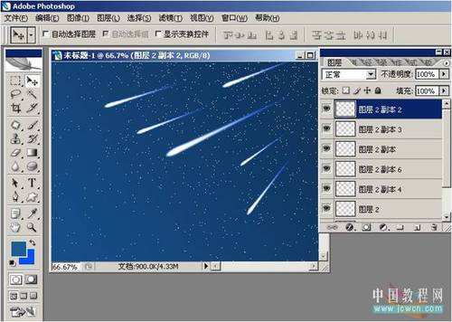 怎样用Photoshop快速打造漫天飞舞的流星雨