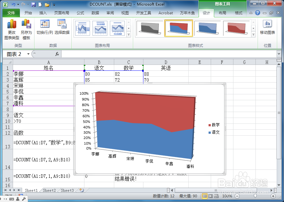 Excel如何制作三维百分比堆积面积图