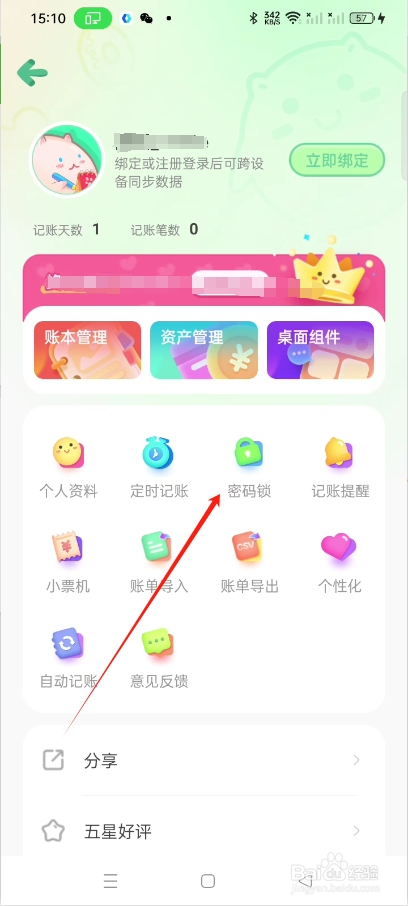 怎么打开团团记账的密码保护功能