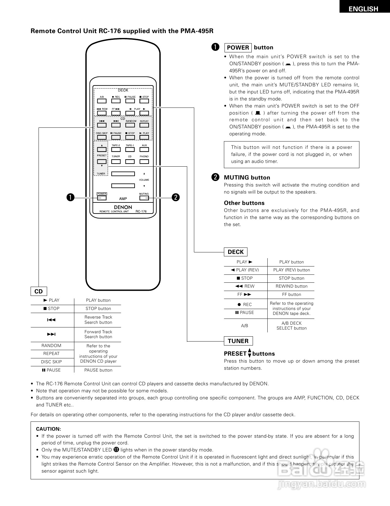 天龙PMA-495R型音响说明书:[1]
