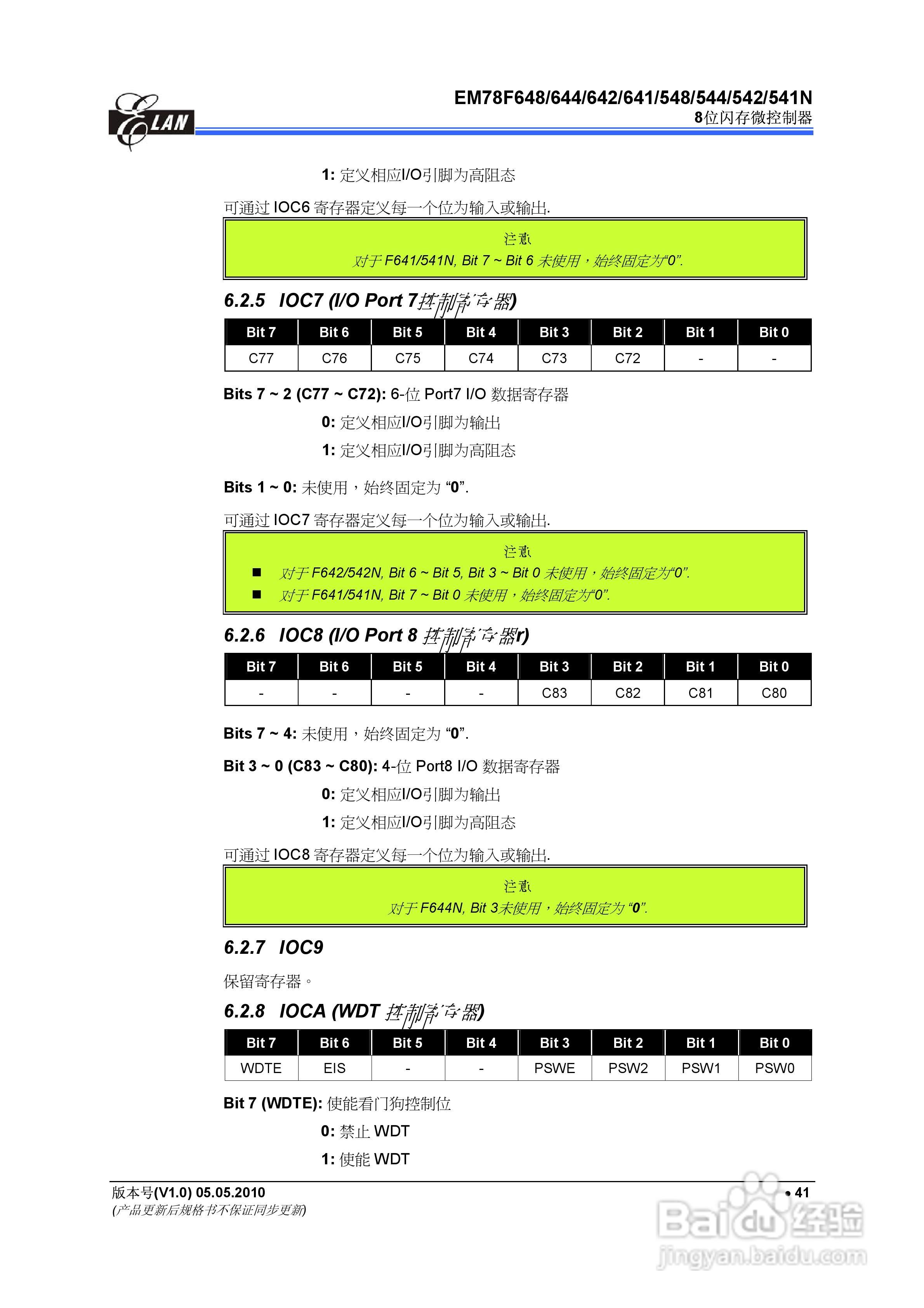 EM78F 8位闪存微控制器说明书:[6]