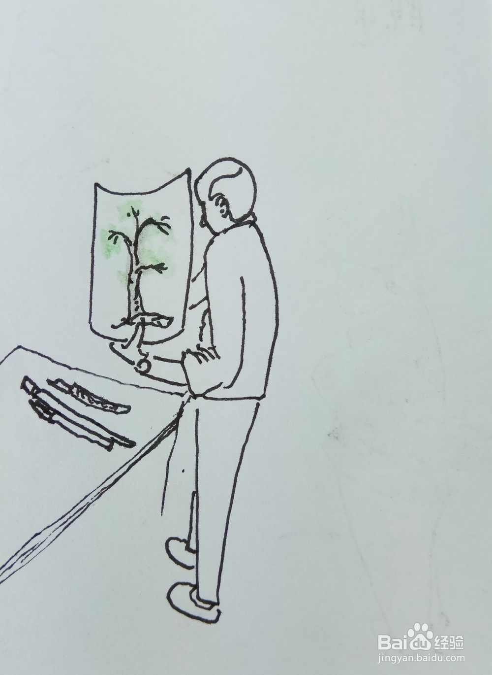 怎样画简笔画“他画出了一棵大树”
