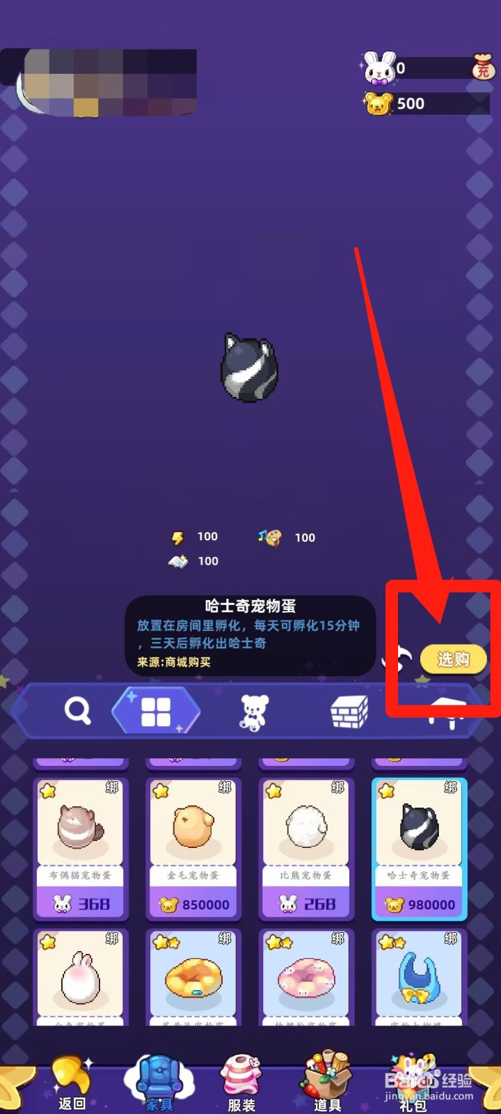 时光镇app的哈士奇宠物蛋怎样进行选购