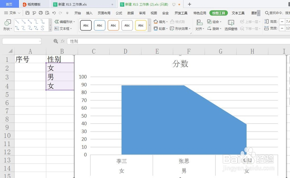 表格中如何插入二维面积图？