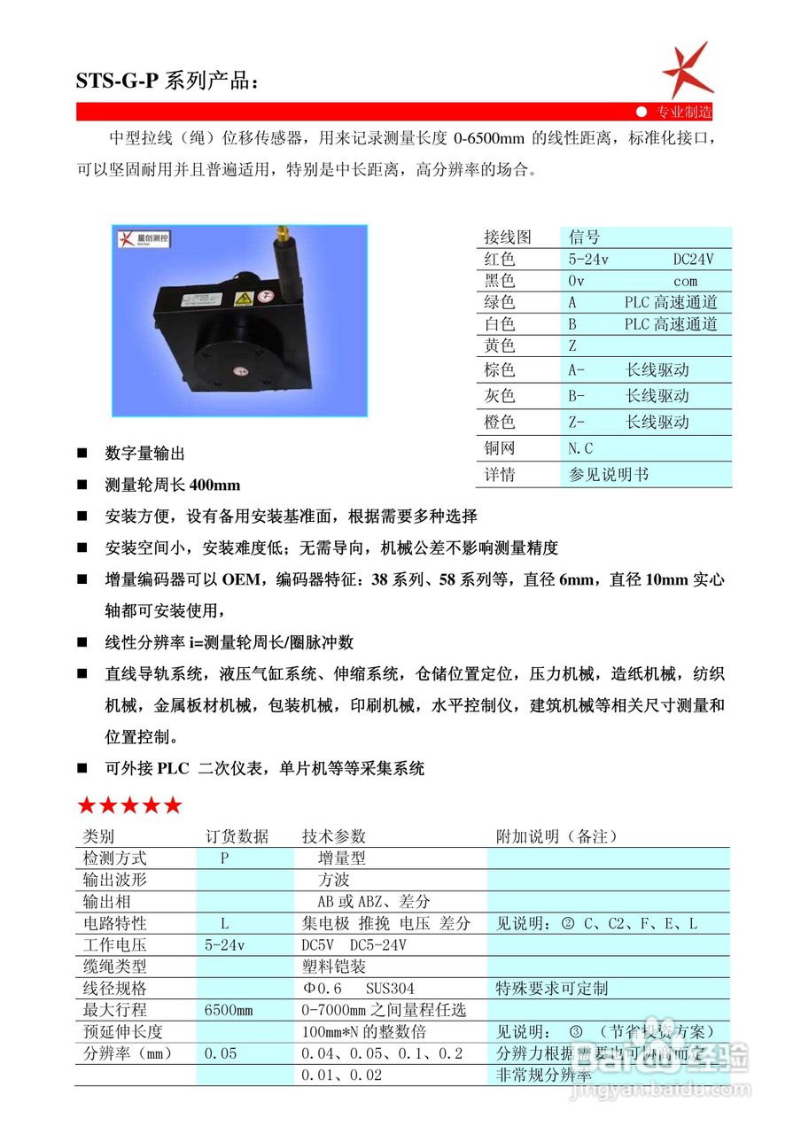 鑫盛星创STS-H-MA/V/R型拉线位移传感器使用说明书:[2]