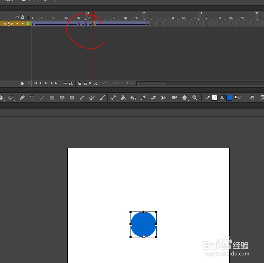 Animate做一个小球从高处掉下弹跳效果
