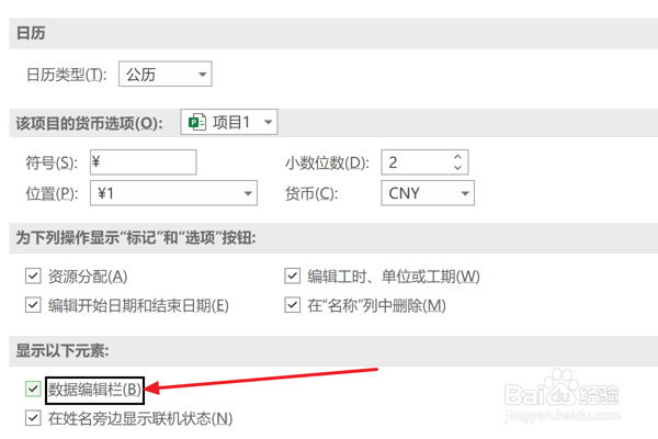 Project2021怎么设置显示数据编辑栏