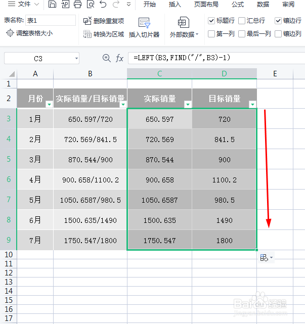 表格里怎么把一列分成两列？
