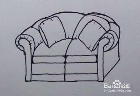家具画法教程（5）画双人沙发的方法、步骤