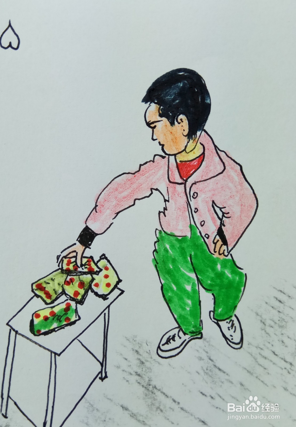 怎样画儿童简笔画拿走凳子上的好吃东西？