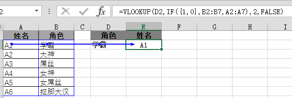 Excel查找匹配之VLOOKUP反向查询