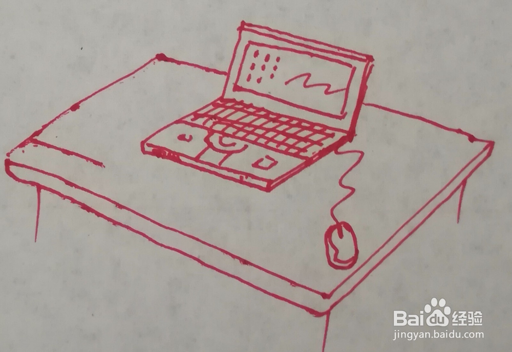 笔记本电脑简笔画怎么画，用几何形概括简单易学