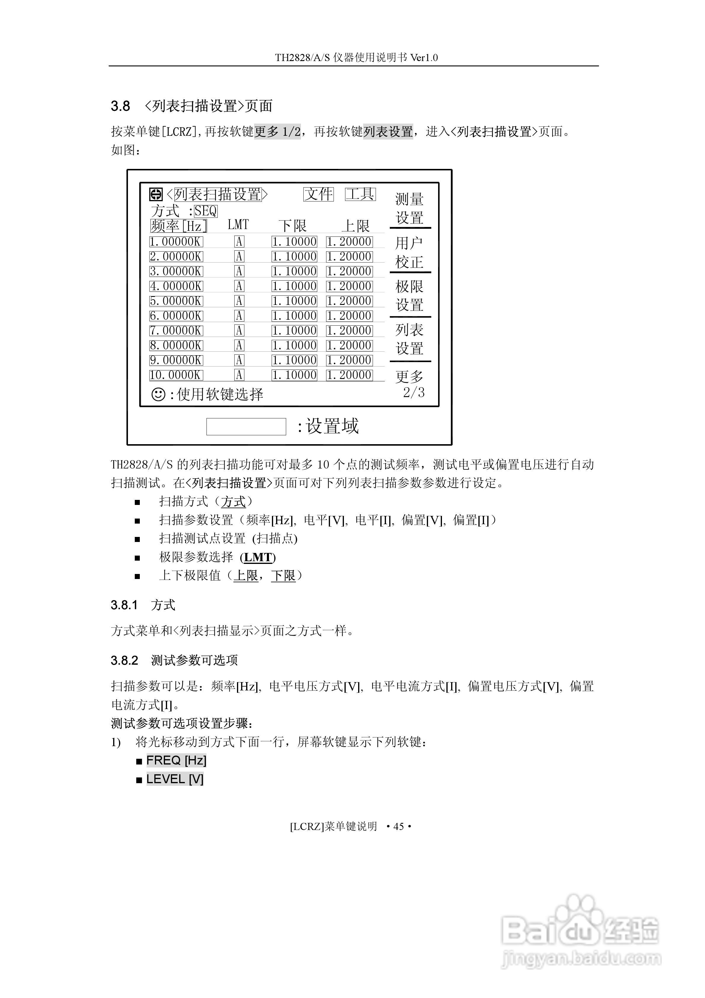 锦流源电子TH2828/TH2828A/TH2828S元件参数分析仪说明:[7]