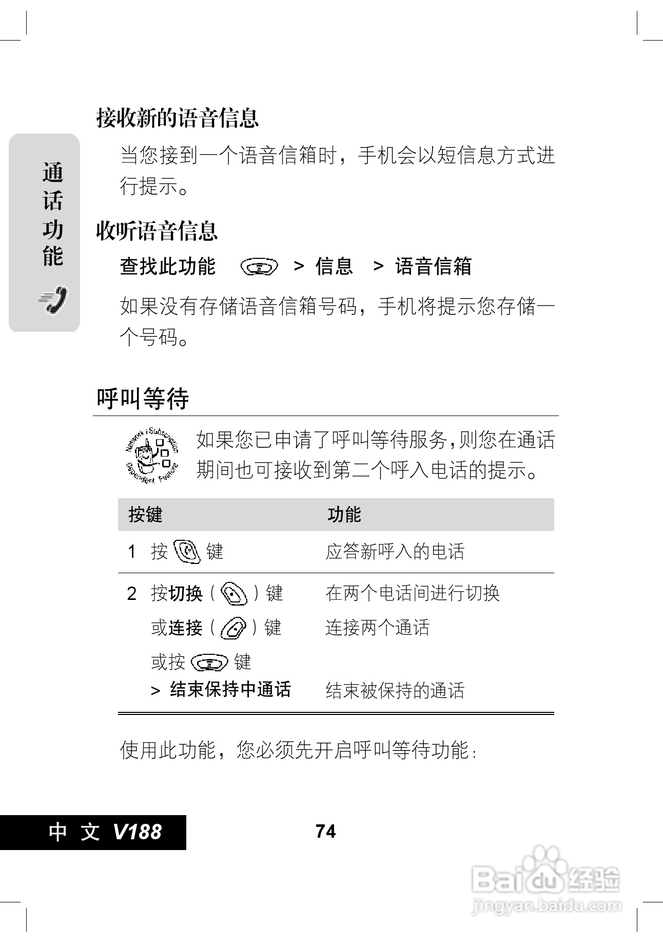 摩托罗拉V188手机使用说明书:[8]