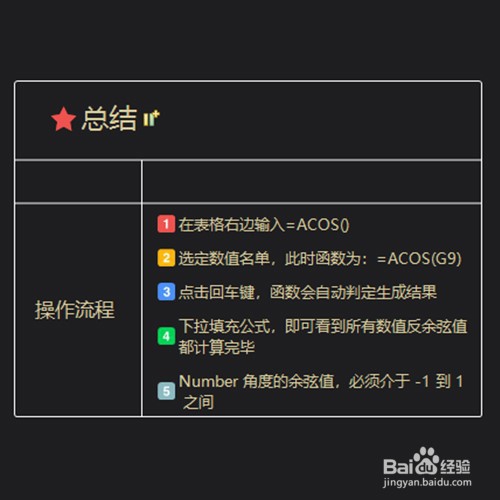 ACOS函数怎么使用