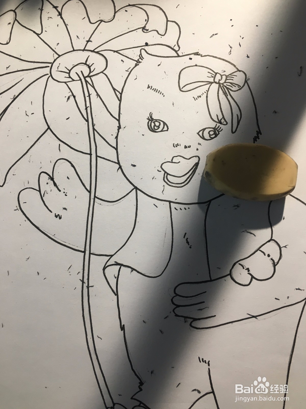 画一只拿着花当伞的鸭子 鸭子的简笔画 彩色涂鸦