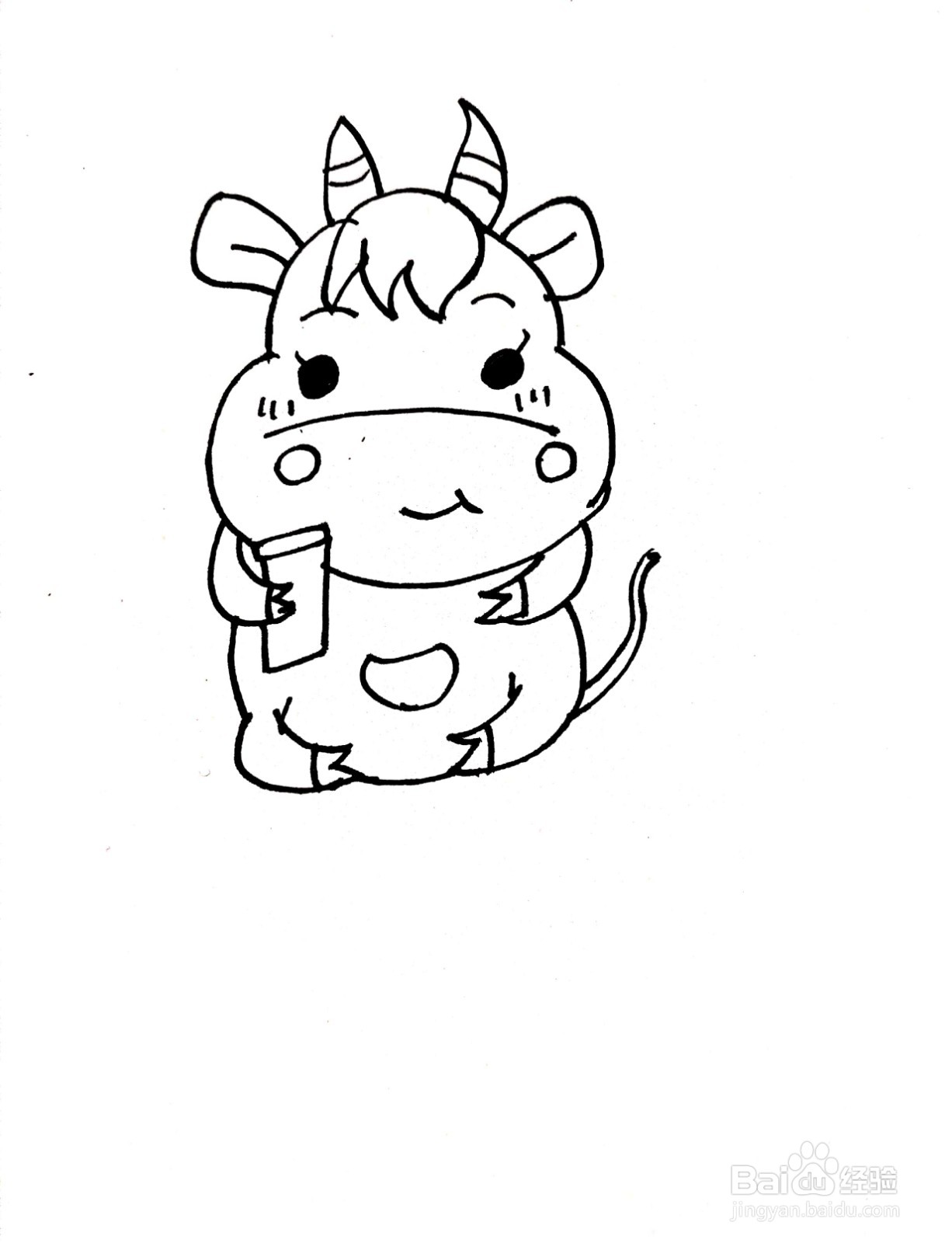 适合3-6岁的小牛幼儿简笔画