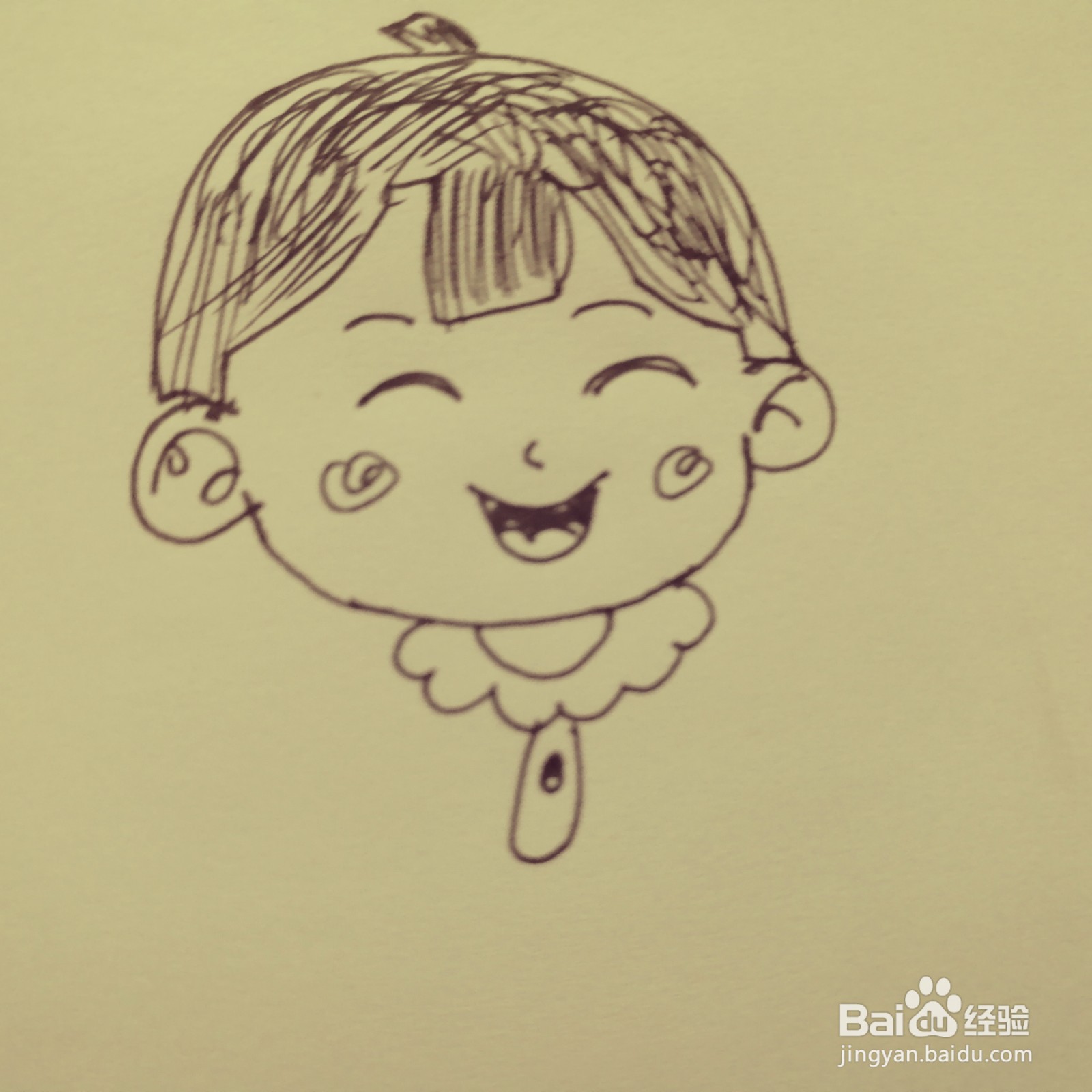 如何画一位穿着裙子的开心女生简笔画呢?