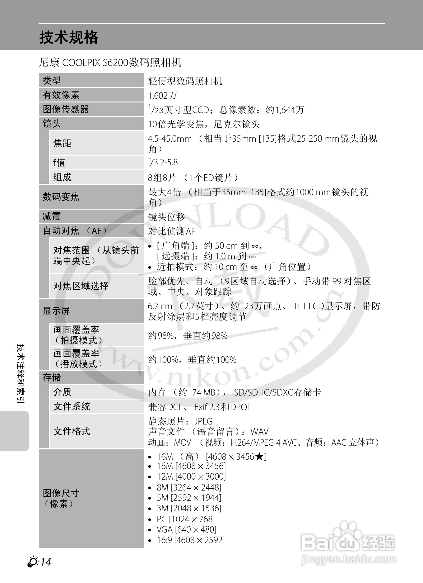尼康COOLPIX S6200数码相机使用说明书:[12]