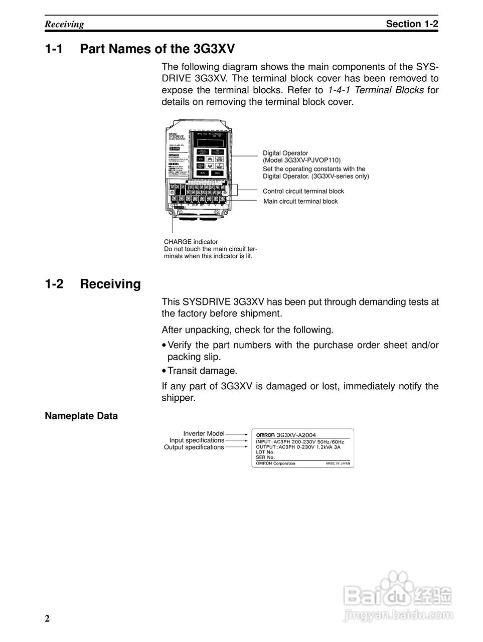 欧姆龙(OMRON)3G3XV-A4037-EV2变频器说明书:[1]