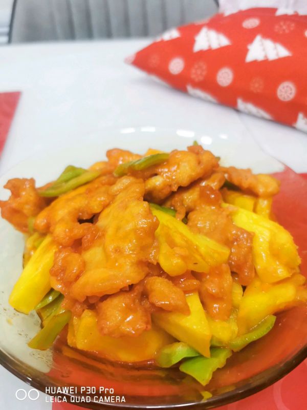 学校食堂经典菜～菠萝鸡片