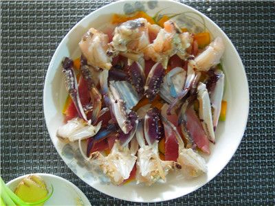 南瓜咸肉蒸白蟹