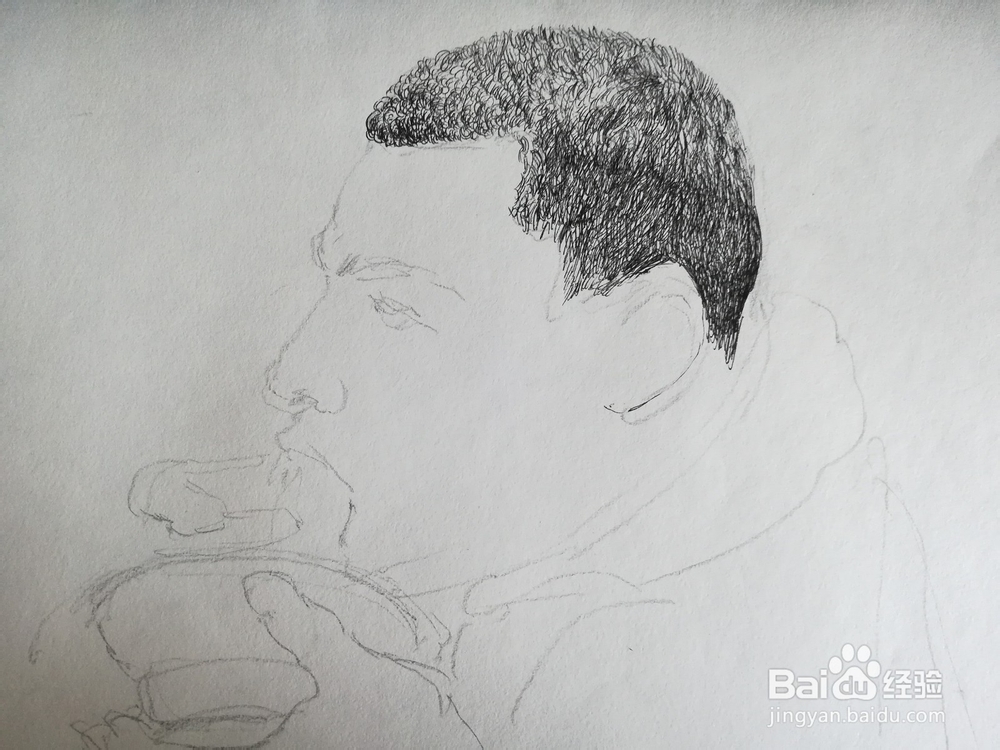 怎么画线面男生头像,线描头像