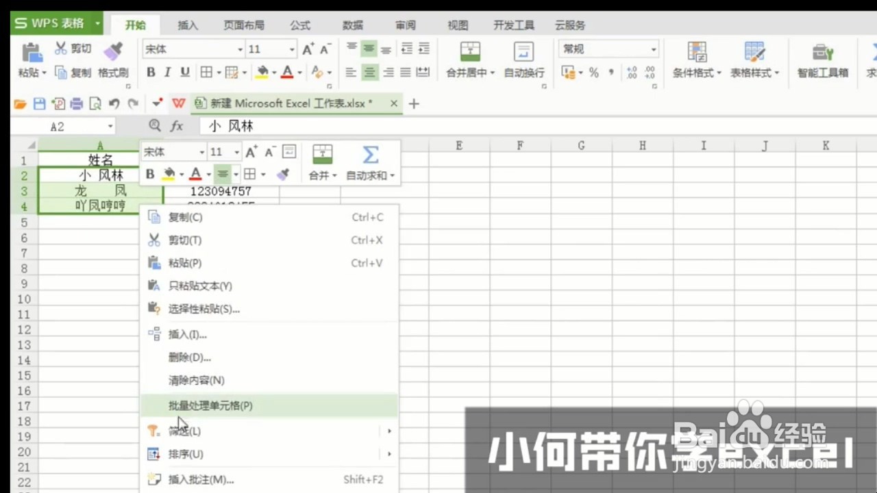 Excel如何快速对齐姓名