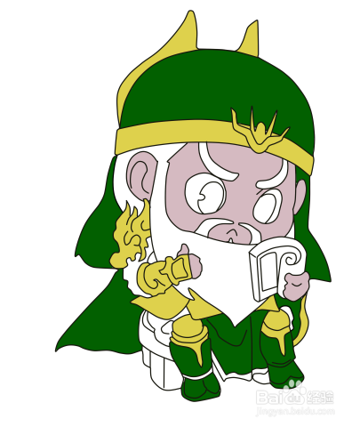彩色简笔画Q版关羽的画法