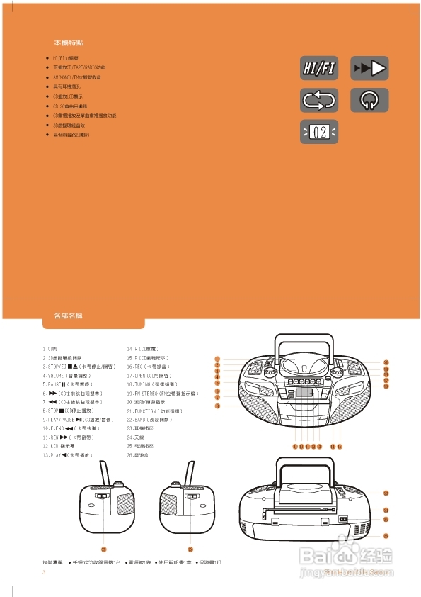 旺德电通AK-W401L手提式CD收录音机说明书