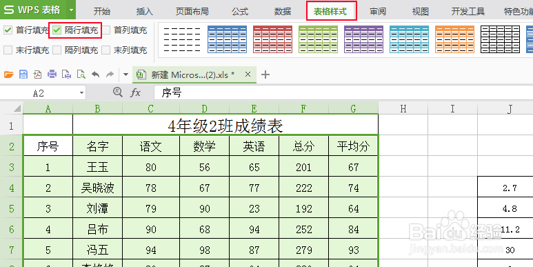 excel隔行自动填充颜色?