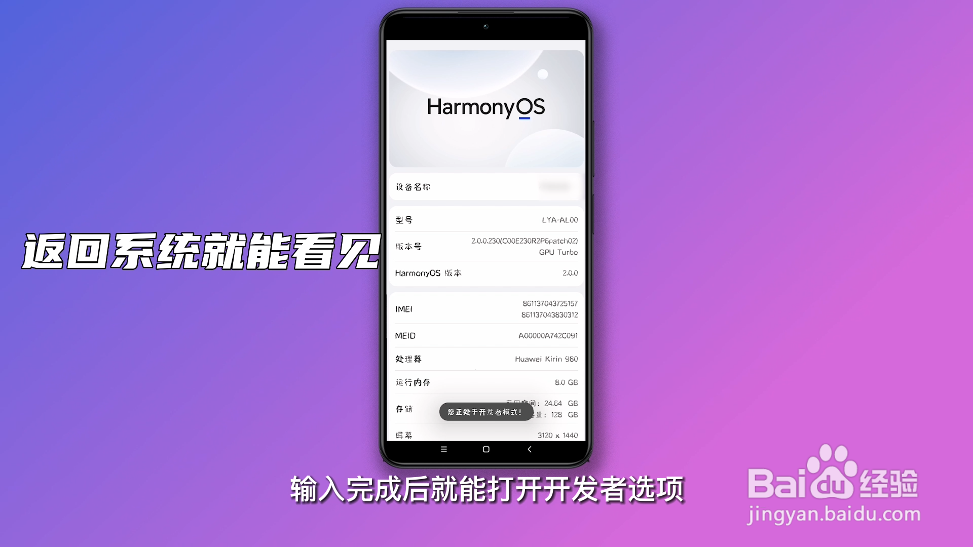 华为开发者选项在哪里