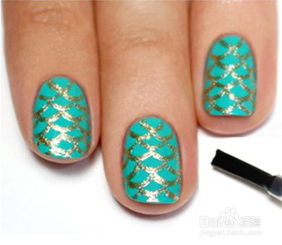 自己diy格纹美甲