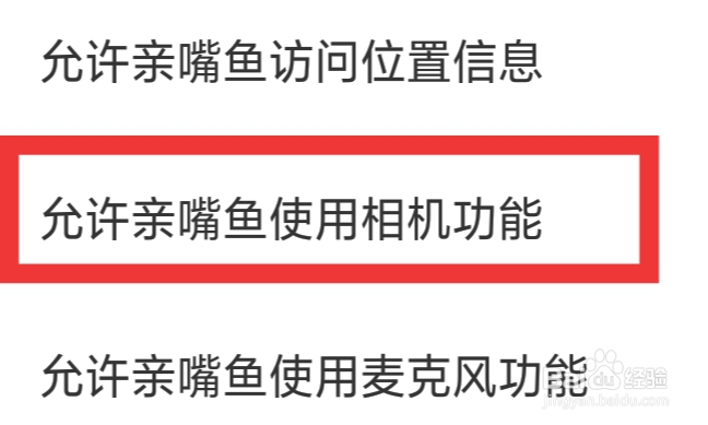 亲嘴鱼APP怎样设置允许使用相机功能