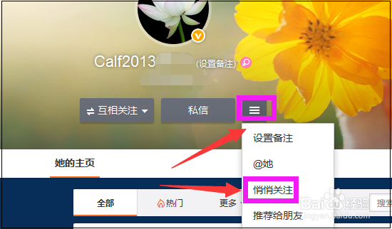 微博怎么悄悄关注？