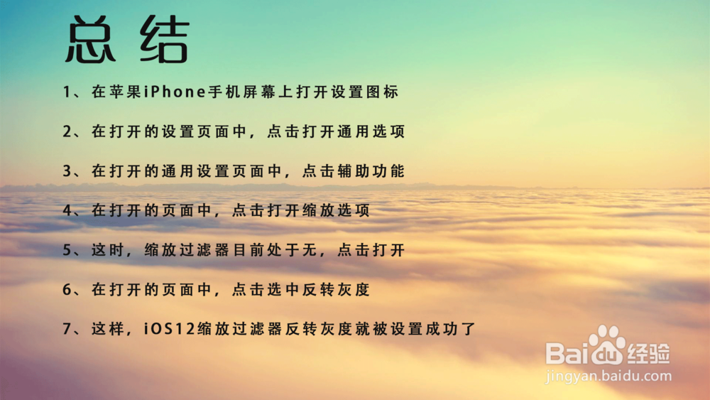 苹果iOS 12缩放过滤器反转灰度在哪里设置?