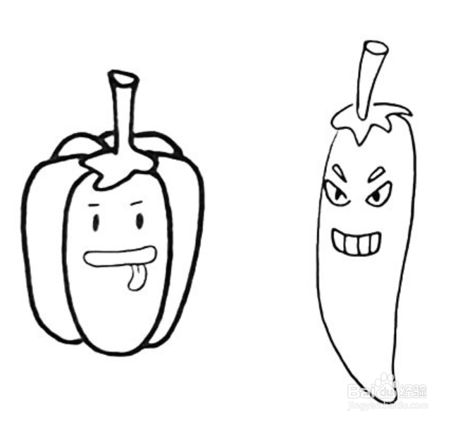 甜椒和辣椒简笔画