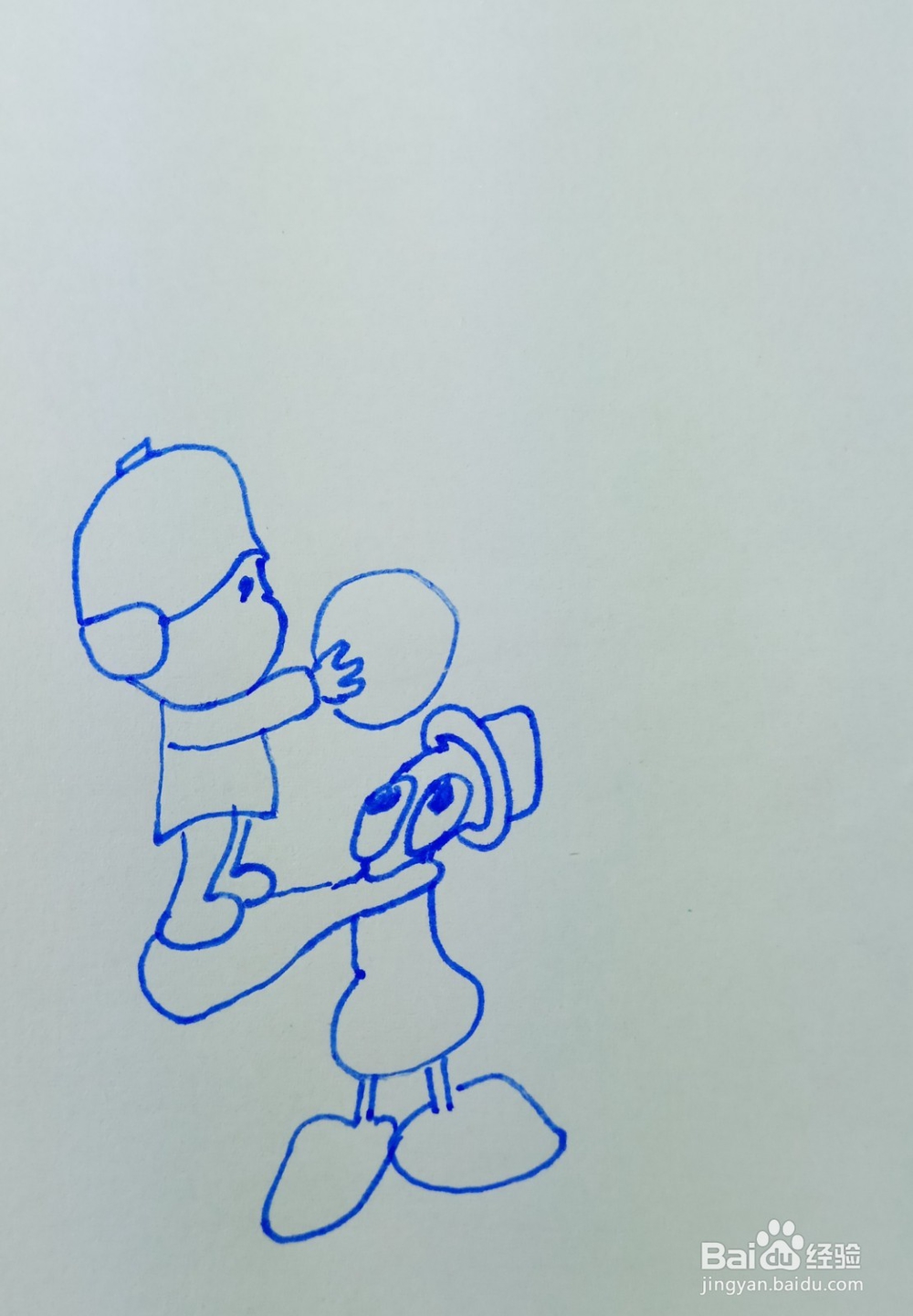 怎样画儿童简笔画小p优优站在巴特尔的嘴巴上？