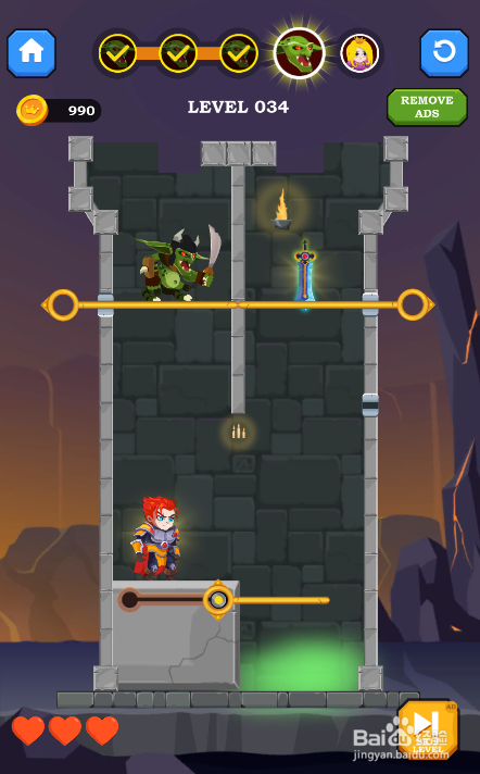 Hero Rescue Online的LEVEL 034怎样通过？