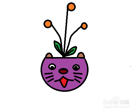 简笔画-小猫咪花盆的简笔画如何画