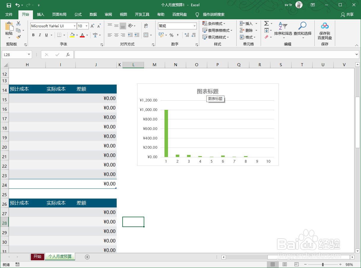EXCEL2019怎么创建图表题头