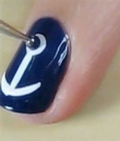 海军风美甲DIY教程